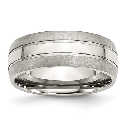 Stainless Steel Grooved 8mm Brushed And Polished Band