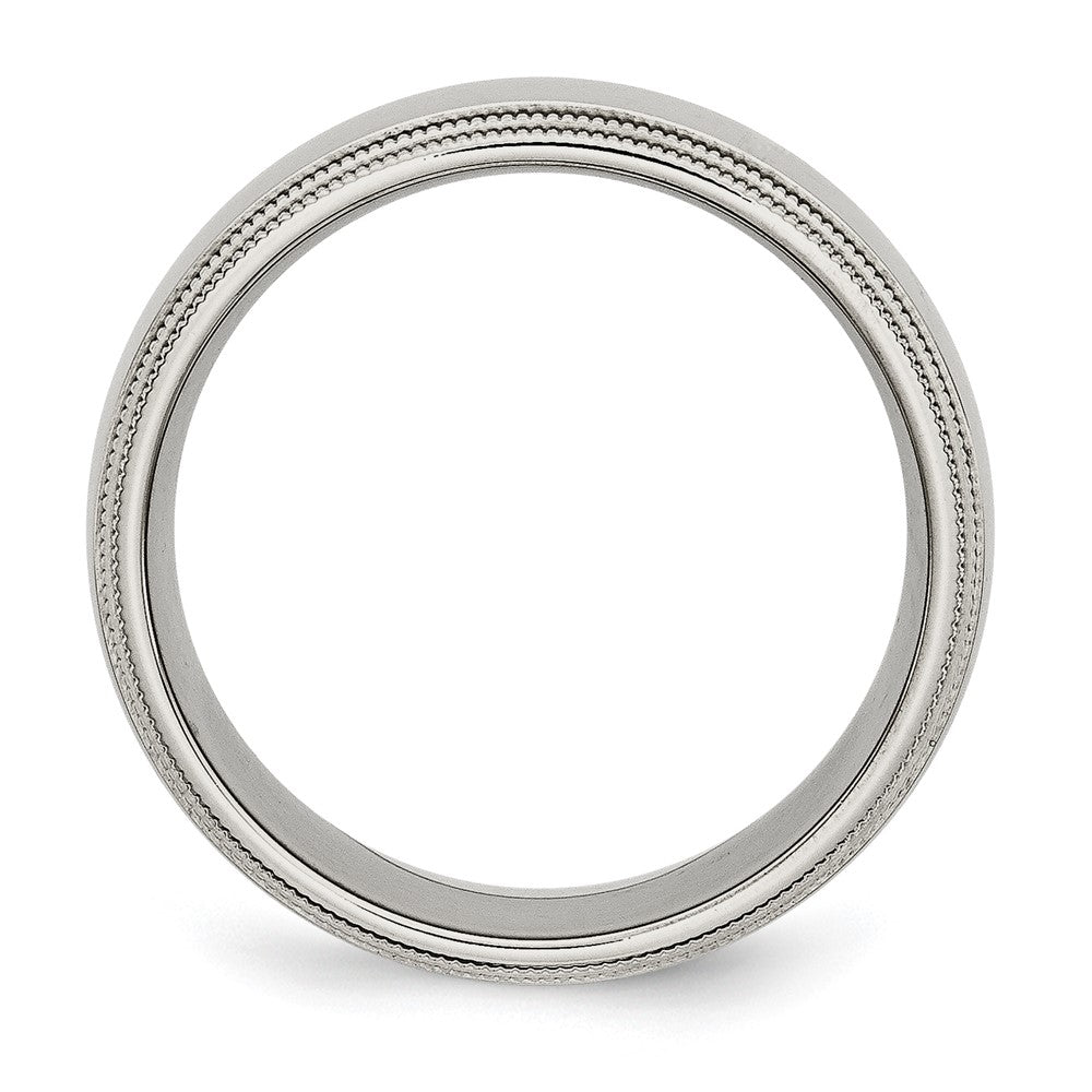 Stainless Steel Grooved And Beaded 8mm Polished Band
