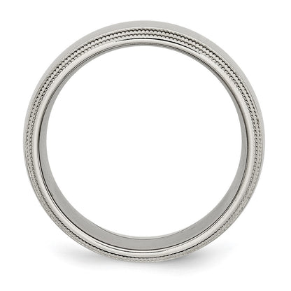 Stainless Steel Grooved And Beaded 8mm Polished Band