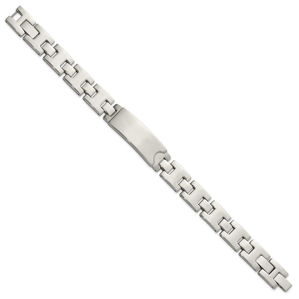 9 Inch Stainless Steel Polished Id Plate Bracelet