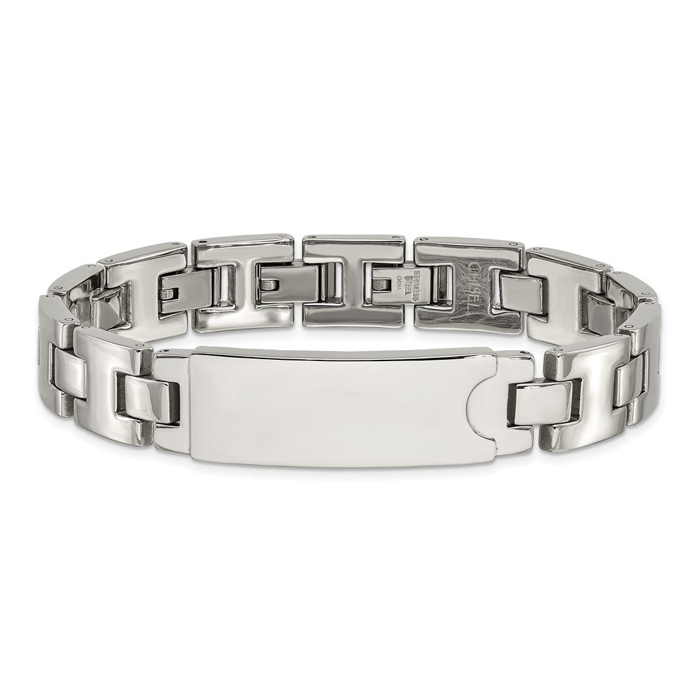 9 Inch Stainless Steel Polished Id Plate Bracelet