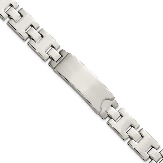 9 Inch Stainless Steel Polished Id Plate Bracelet