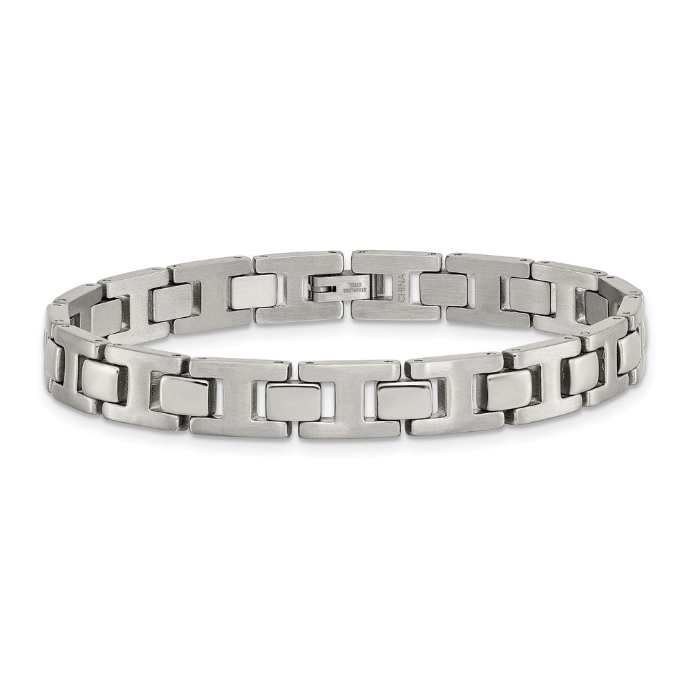 Stainless Steel Chisel Brushed And Polished 8.5 Inch Link Bracelet
