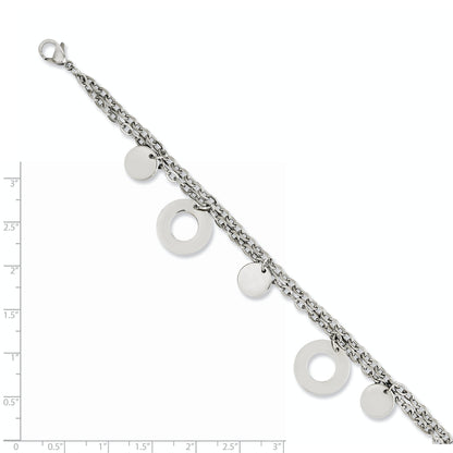 7.75 Inch Stainless Steel Polished Circles & Discs 7.75In Bracelet