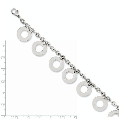 7.5 Inch Stainless Steel Polished Dangle Circles 7.5In Bracelet