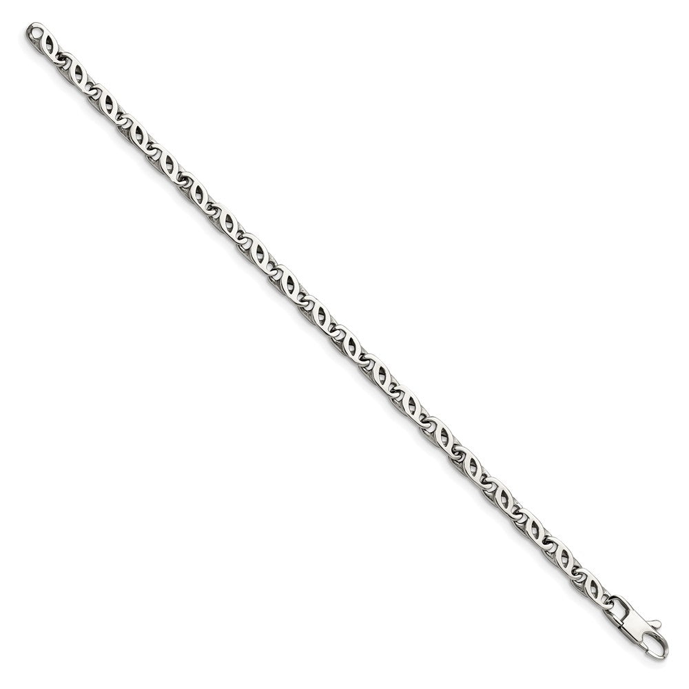 Stainless Steel Chisel Polished 7.5 Inch Fancy Link Bracelet