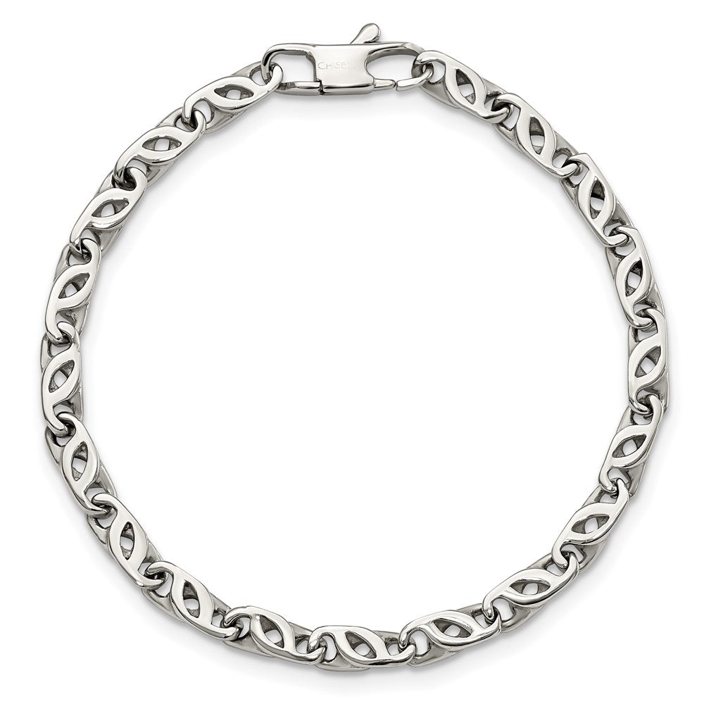 Stainless Steel Chisel Polished 7.5 Inch Fancy Link Bracelet