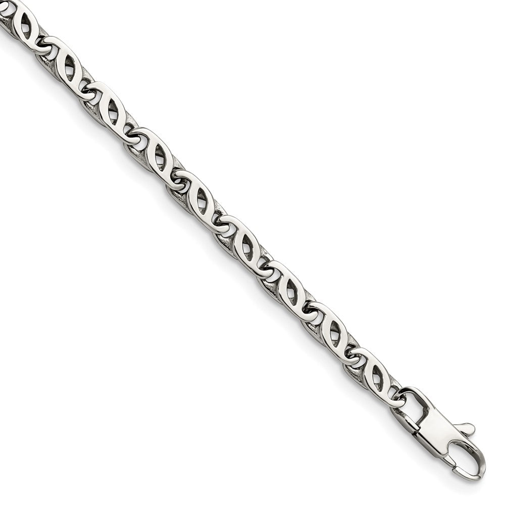 Stainless Steel Chisel Polished 7.5 Inch Fancy Link Bracelet