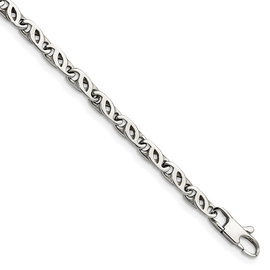 Stainless Steel Chisel Polished 7.5 Inch Fancy Link Bracelet