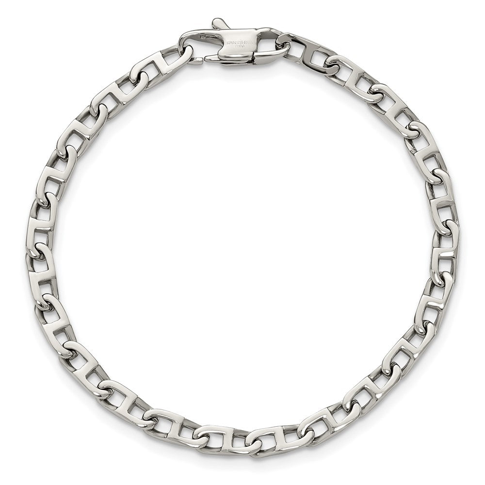 Stainless Steel Chisel Polished 7.75 Inch Oval Link Bracelet