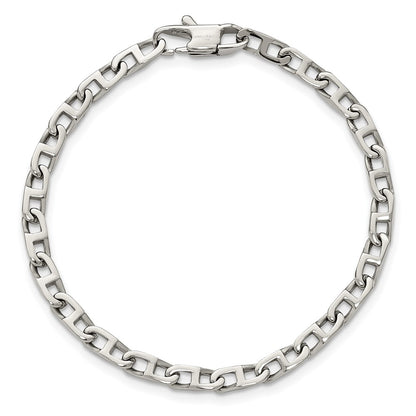 Stainless Steel Chisel Polished 7.75 Inch Oval Link Bracelet