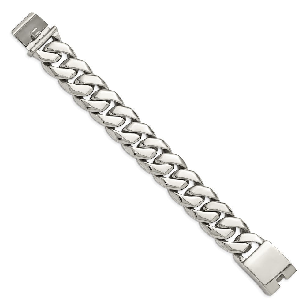 Stainless Steel Chisel Polished 9 Inch Fancy Curb Bracelet
