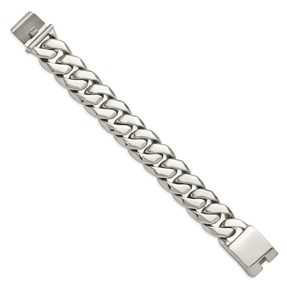 Stainless Steel Chisel Polished 9 Inch Fancy Curb Bracelet