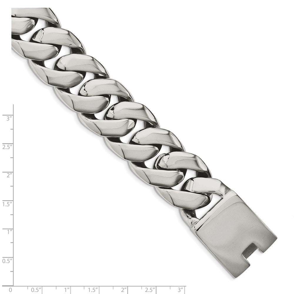 Stainless Steel Chisel Polished 9 Inch Fancy Curb Bracelet