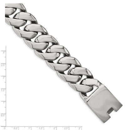 Stainless Steel Chisel Polished 9 Inch Fancy Curb Bracelet