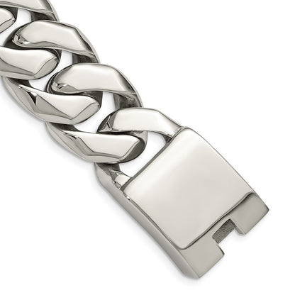 Stainless Steel Chisel Polished 9 Inch Fancy Curb Bracelet