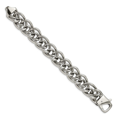 Stainless Steel Chisel Polished Large And Small Oval Link 8.25 Inch Bracelet