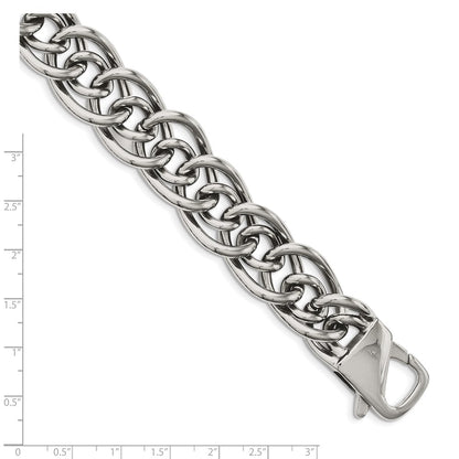 Stainless Steel Chisel Polished Large And Small Oval Link 8.25 Inch Bracelet