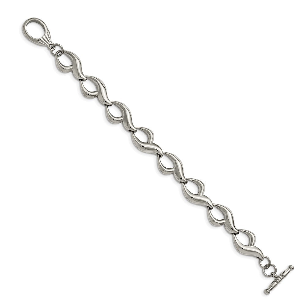 8.25 Inch Stainless Steel Polished Fancy Link 8.25In Toggle Bracelet