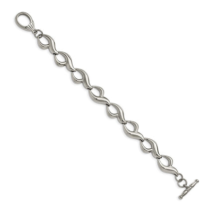 8.25 Inch Stainless Steel Polished Fancy Link 8.25In Toggle Bracelet