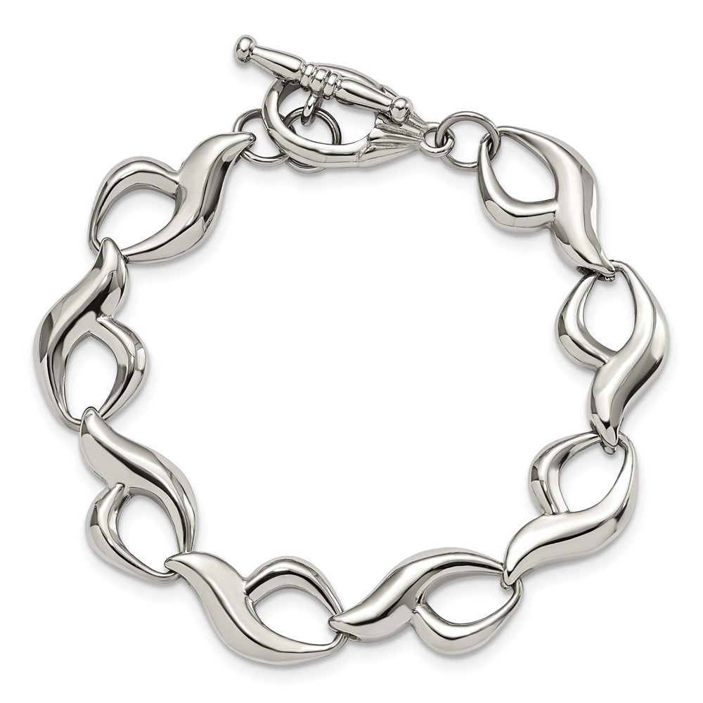 8.25 Inch Stainless Steel Polished Fancy Link 8.25In Toggle Bracelet