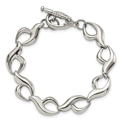 8.25 Inch Stainless Steel Polished Fancy Link 8.25In Toggle Bracelet