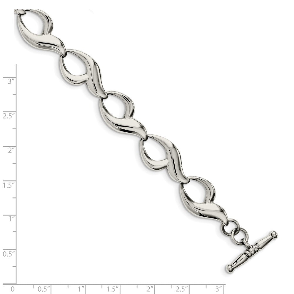 8.25 Inch Stainless Steel Polished Fancy Link 8.25In Toggle Bracelet