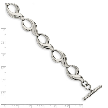 8.25 Inch Stainless Steel Polished Fancy Link 8.25In Toggle Bracelet