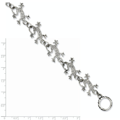 8.5 Inch Stainless Steel Polished & Antiqued Lizards 8.5In Toggle Bracelet