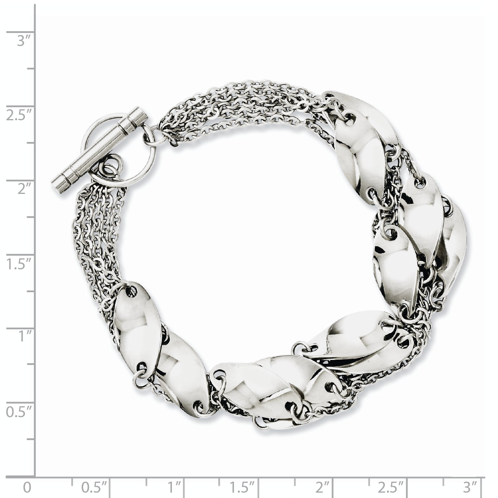 8 Inch Stainless Steel Polished Swirl 8In Toggle Bracelet
