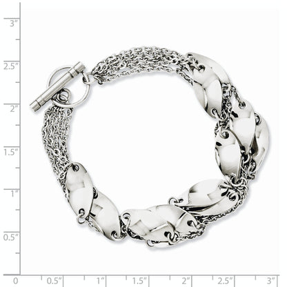 8 Inch Stainless Steel Polished Swirl 8In Toggle Bracelet