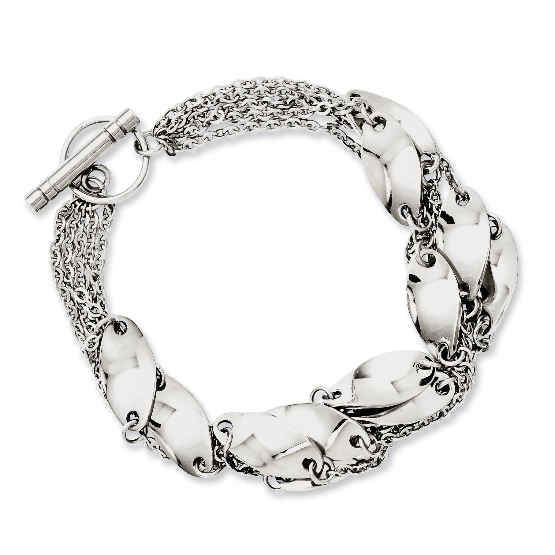 8 Inch Stainless Steel Polished Swirl 8In Toggle Bracelet