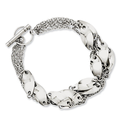 8 Inch Stainless Steel Polished Swirl 8In Toggle Bracelet