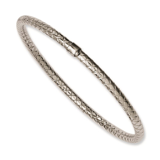 Stainless Steel Textured & Polished Slip-On Bangle