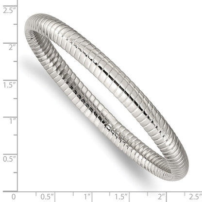 Stainless Steel Chisel Polished And Textured Hollow Bangle