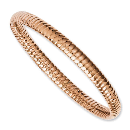 Stainless Steel Pink Ip-Plated Textured Hollow Slip-On Bangle