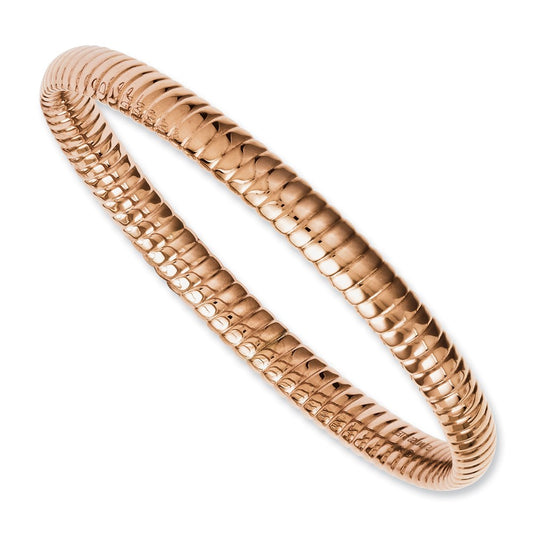 Stainless Steel Pink Ip-Plated Textured Hollow Slip-On Bangle