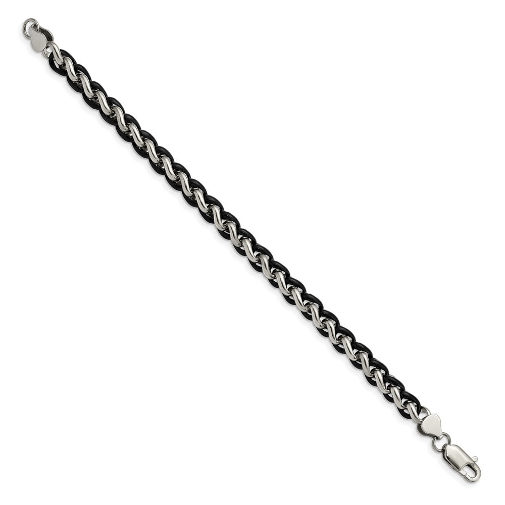 Stainless Steel Chisel Polished Black Ip-Plated 8.25 Inch Bracelet