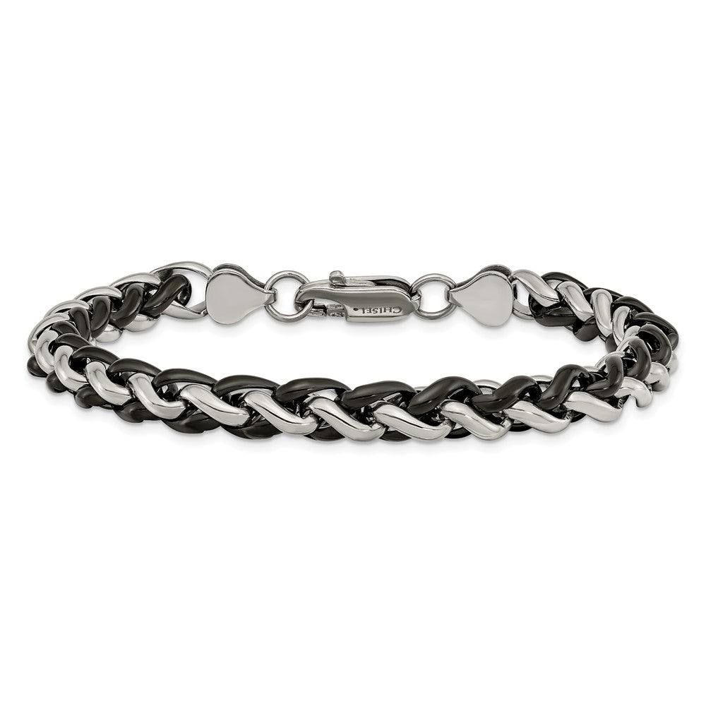 Stainless Steel Chisel Polished Black Ip-Plated 8.25 Inch Bracelet