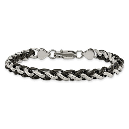 Stainless Steel Chisel Polished Black Ip-Plated 8.25 Inch Bracelet