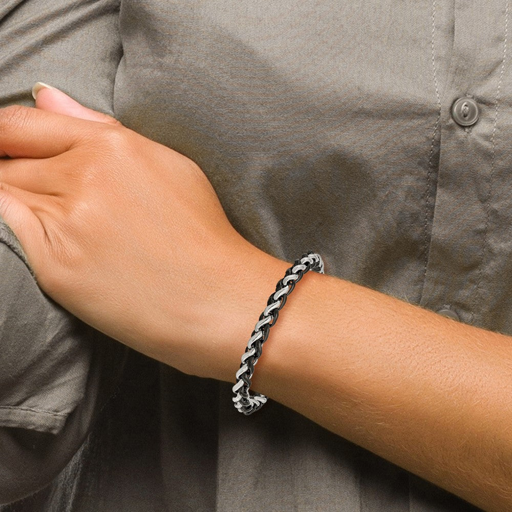 Stainless Steel Chisel Polished Black Ip-Plated 8.25 Inch Bracelet