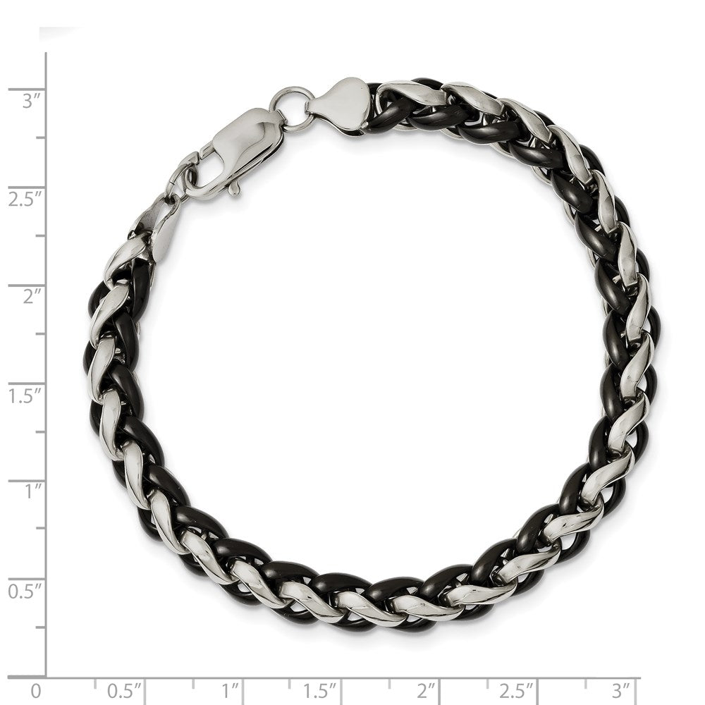 Stainless Steel Chisel Polished Black Ip-Plated 8.25 Inch Bracelet