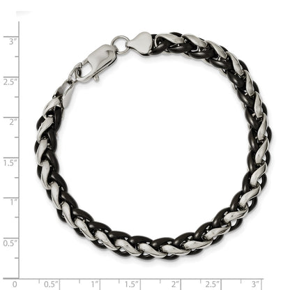 Stainless Steel Chisel Polished Black Ip-Plated 8.25 Inch Bracelet