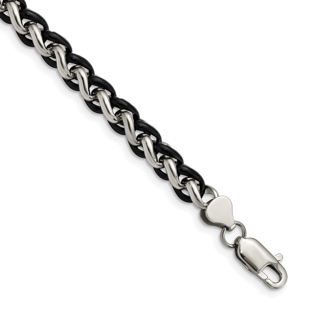 Stainless Steel Chisel Polished Black Ip-Plated 8.25 Inch Bracelet