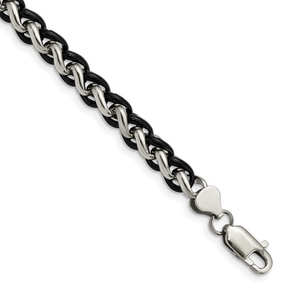 Stainless Steel Chisel Polished Black Ip-Plated 8.25 Inch Bracelet