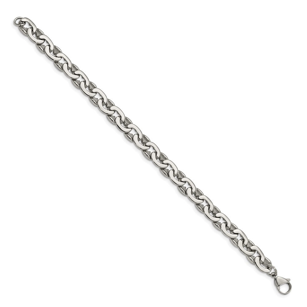 Stainless Steel Chisel Polished 8.25 Inch Oval Link Bracelet