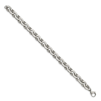 Stainless Steel Chisel Polished 8.25 Inch Oval Link Bracelet