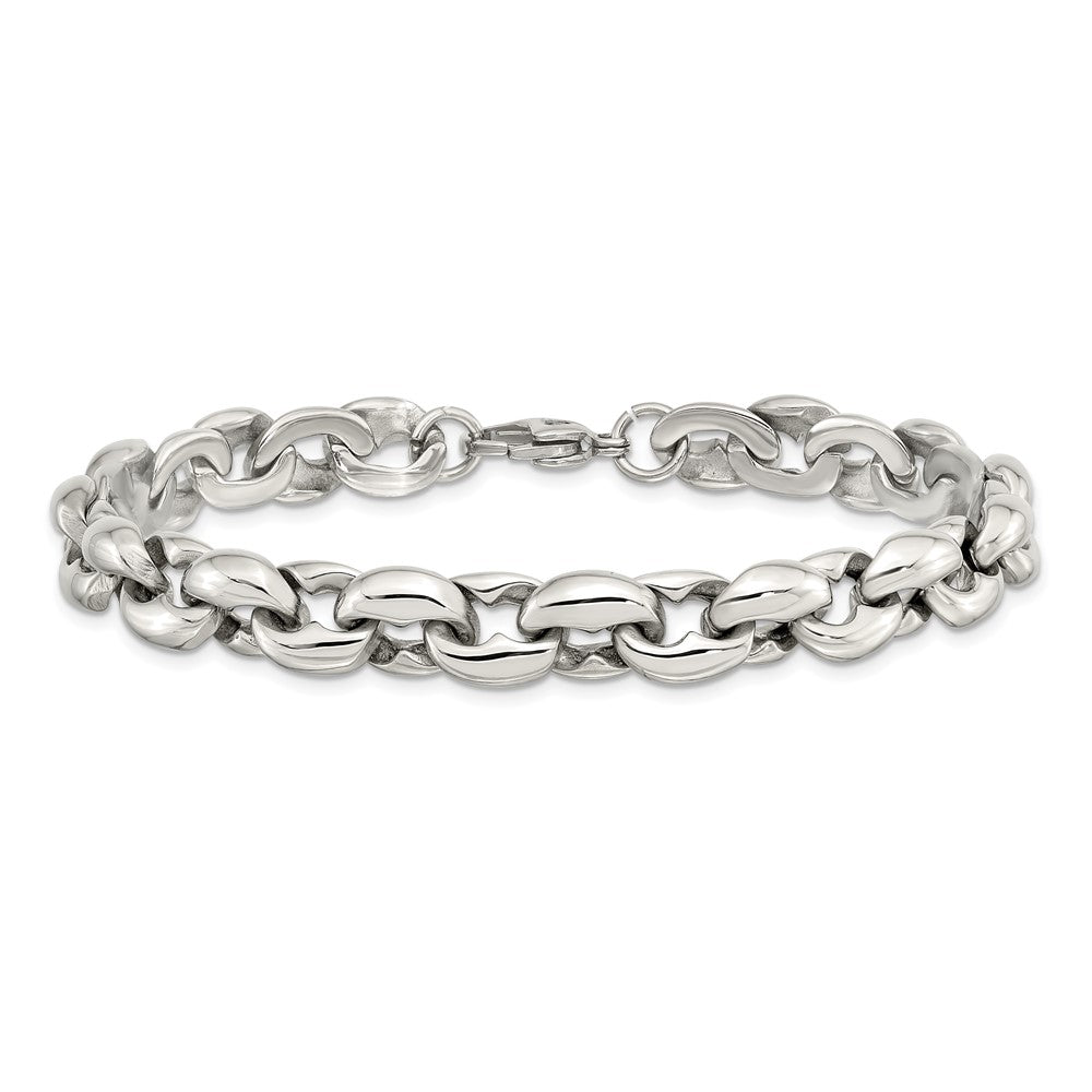 Stainless Steel Chisel Polished 8.25 Inch Oval Link Bracelet