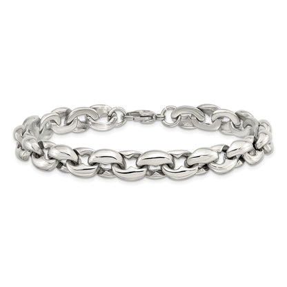 Stainless Steel Chisel Polished 8.25 Inch Oval Link Bracelet