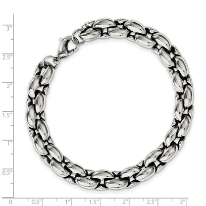 Stainless Steel Chisel Polished 8.25 Inch Oval Link Bracelet